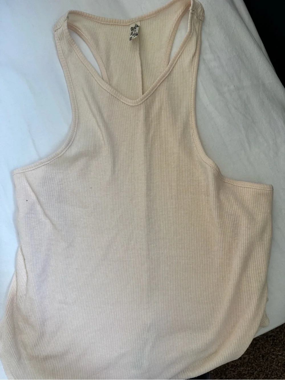 Free People Ribbed V-Neck Tank - Cream